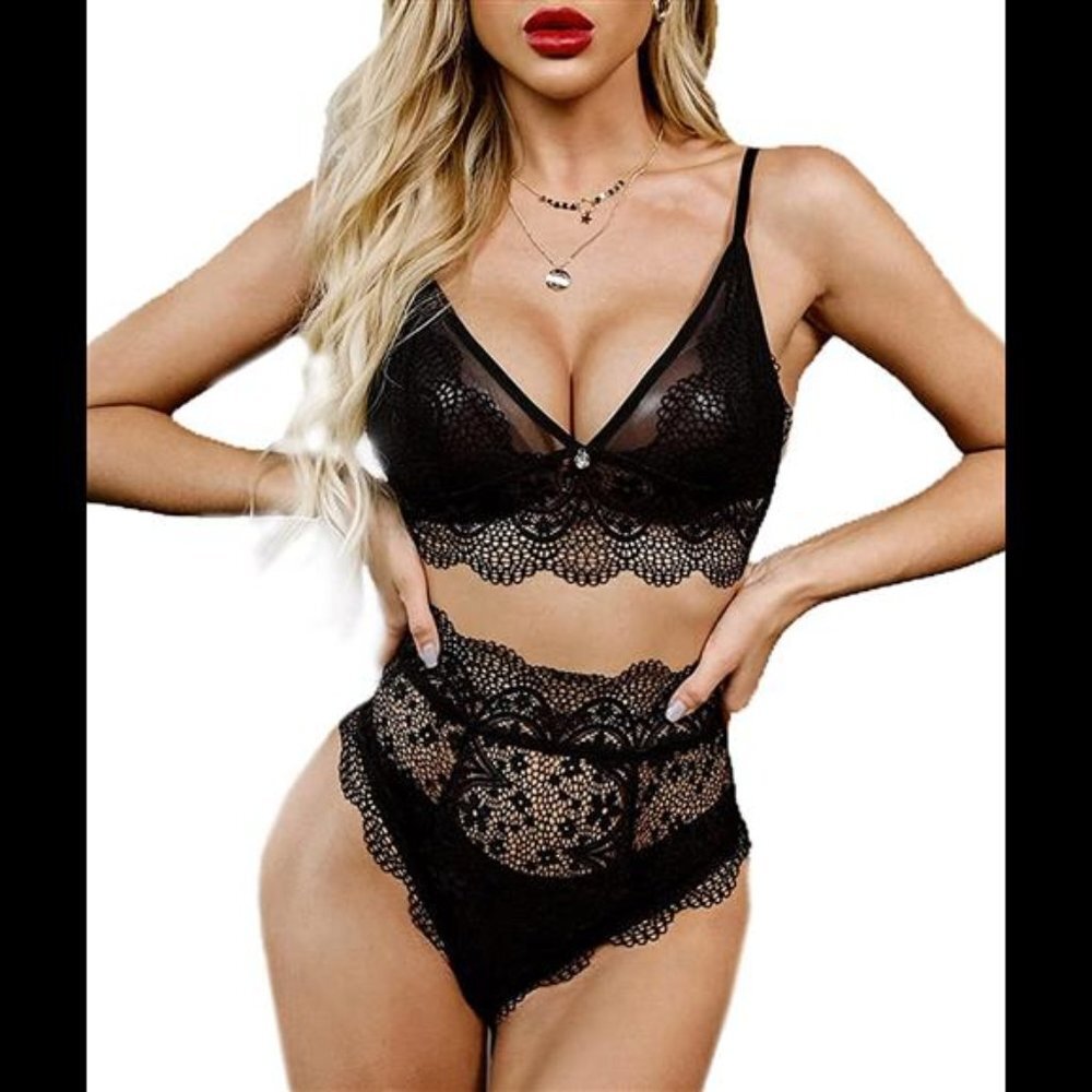 Women Lace Lingerie Bra and Panty Set 2 Piece